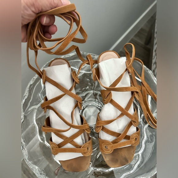 Sandro Suède Sandals, Cognac Color, Size 38 - Picture 4 of 10